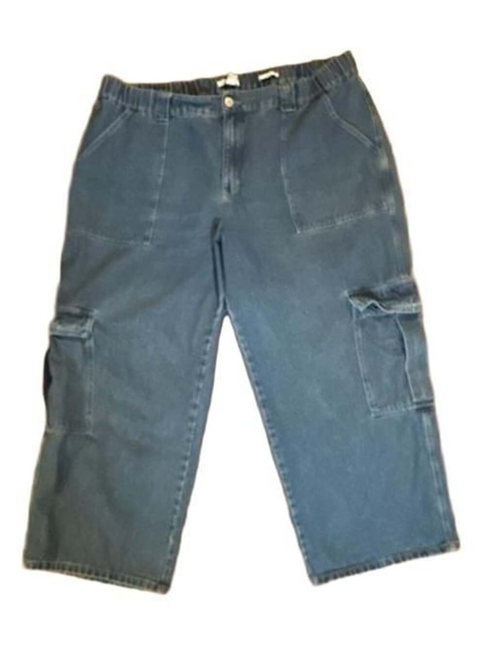 Forever 21 Wide Leg Cargo Jeans Size 20 Blue Denim Utility Pants